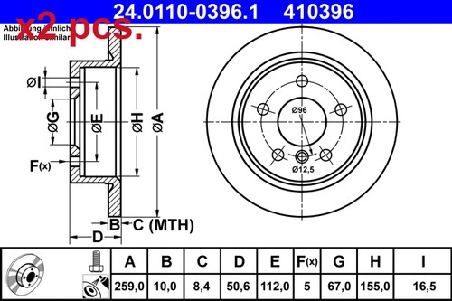 Pcs rear brake disc - rear,
